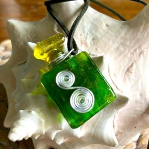 Hand made resin bottle pendant